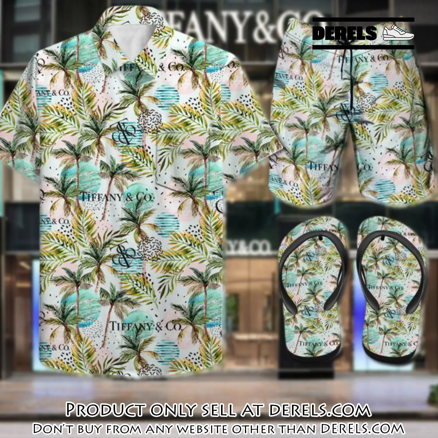 Tiffany & co. combo hawaii shirt shorts flip flops luxury brand summer outfit hsf165 dr2517814